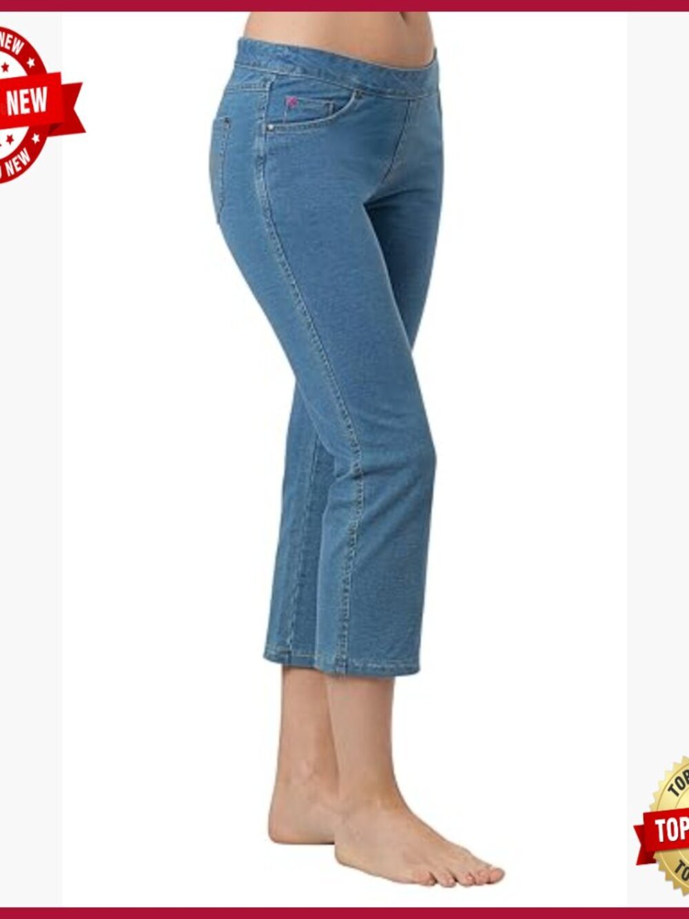 Stretch Denim Capris with Drawstring Waist - Summer Cropped Pants